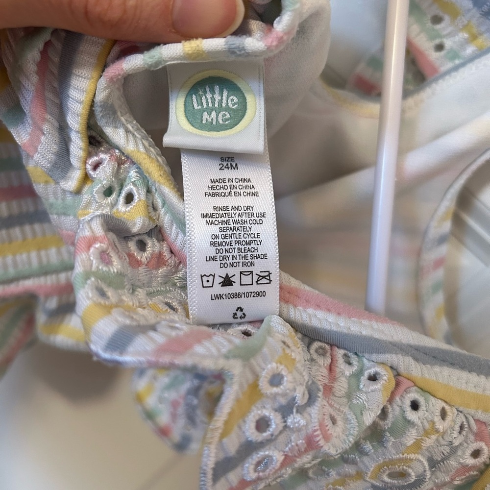 Little Me Striped Ruffle Swimsuit - Picture 3 of 3